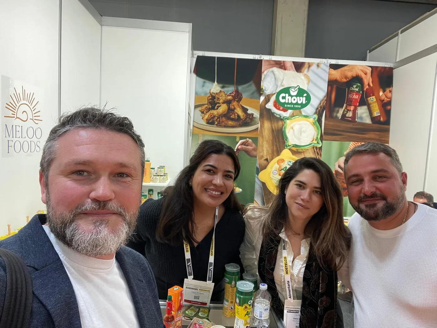 VLC representatives at the Chovi and Meloo Foods stand at a food trade fair
