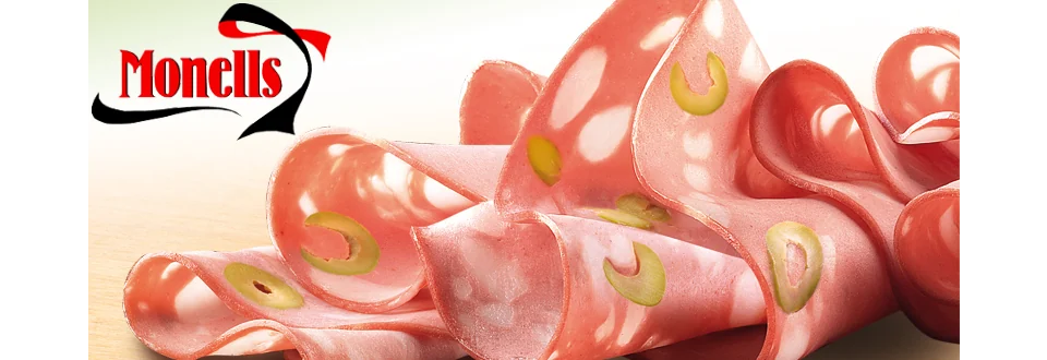 Mortadella with olive, sliced
