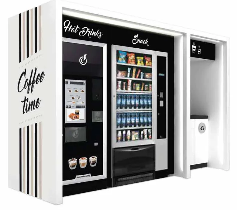 A self-service coffee and snack corner