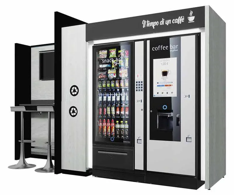 A self-service coffee and snack corner